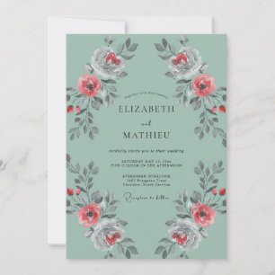 Invitation Mariage Vintage Terreux Vert Sauge