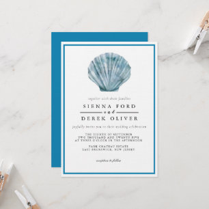 Invitation Mariage vintage Turquoise bleu simple