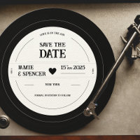 Mariage Vinyle Unique Rétro Sauvegarder la Date