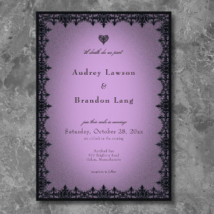 Invitation Mariage Violet Bordure de Fer Gothique Victorien