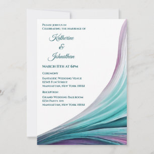 Invitation Mariage-violet moderne et Turquoise