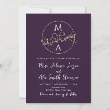 Mariage violet monogramme