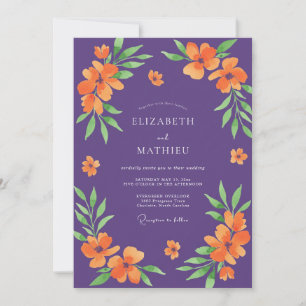 Invitation Mariage Violet Orange Poppy