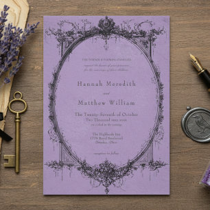 Invitation Mariage Violet Toile Gothique Vintage Noir