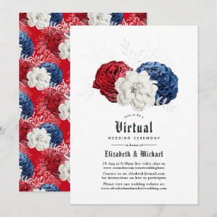 Invitation Mariage Virtuel Américain Rouge Blanc et Bleu en L