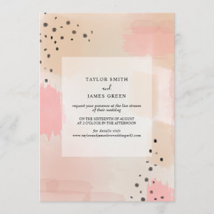 Invitation Mariage virtuel de flux en direct rose Abstrait