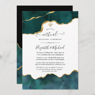 Invitation Mariage virtuel de l'Agate de géoode turquoise et