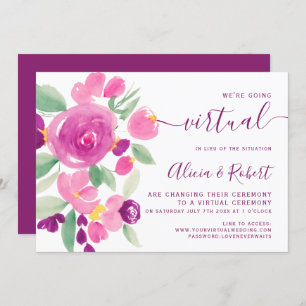 Invitation mariage virtuel de l'aquarelle violette de prune m