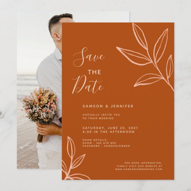 Invitation Mariage Virtuel de Save the Date avec Photo en Ter (Devant / Derrière)