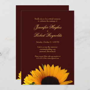 Invitation Mariage virtuel de tournesol rustique