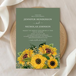 Invitation Mariage Virtuel Élégant Tournesols Floraux