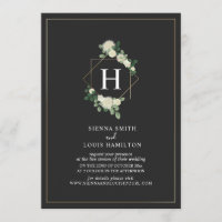 Mariage virtuel en continu Monogramme floral gris