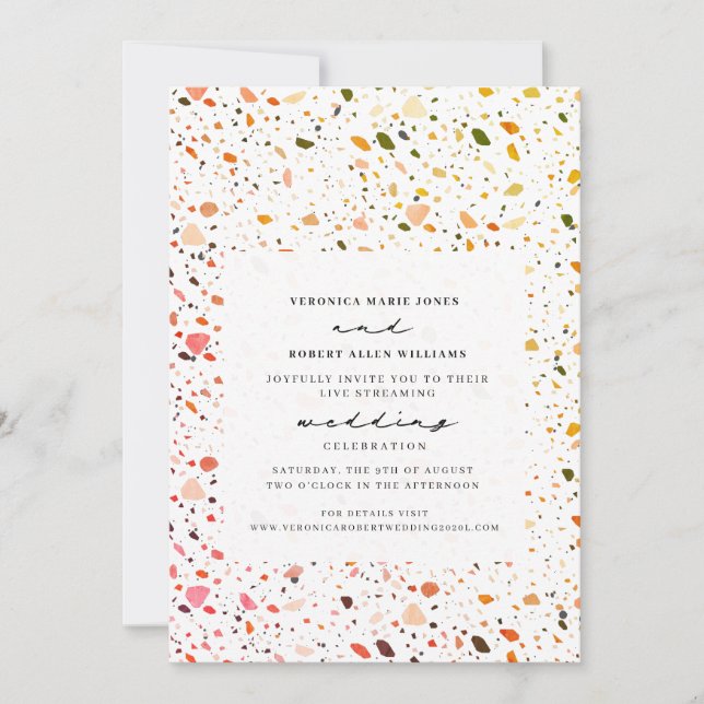 Invitation Mariage virtuel en direct du désert Terrazzo (Devant)