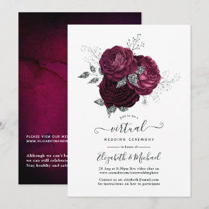 Invitation Mariage virtuel en ligne avec fleurs de couleur bo