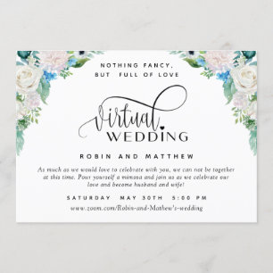 Invitation Mariage virtuel en ligne de la florale blanche et