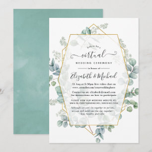 Invitation Mariage virtuel en ligne Eucalyptus géométrique te