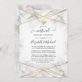 Invitation Mariage virtuel en ligne Géométrique en marbre d'o