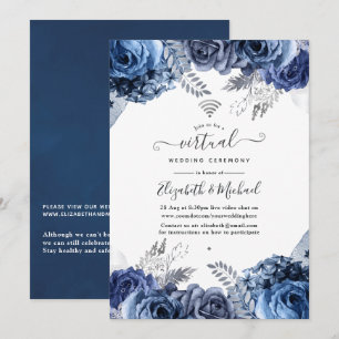 Invitation Mariage virtuel en ligne Marine et Flore blanche