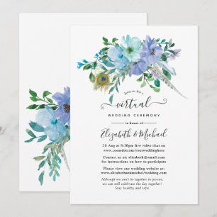 Invitation Mariage virtuel en ligne Mint et Blue Boho Floral