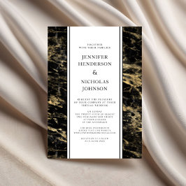 Invitation Mariage virtuel en marbre d'or