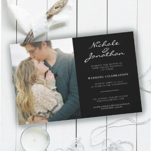 Invitation Mariage virtuel en noir et blanc en ligne 