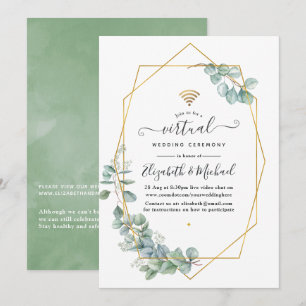 Invitation Mariage virtuel Eucalyptus en ligne géométrique