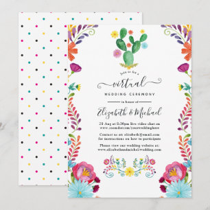 Invitation Mariage Virtuel Fleuriste Aquarelle Coloré Fiesta