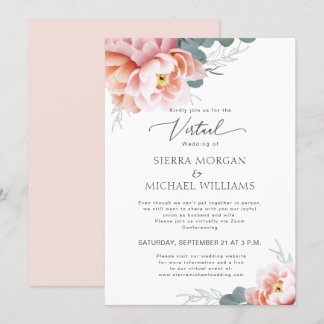 Invitation Mariage Virtuel Floral Rose Peach Peony