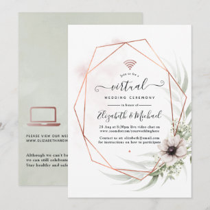 Invitation Mariage virtuel géométrique à l'aquarelle Eucalypt