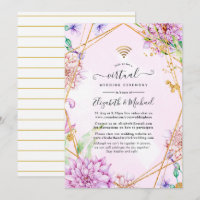 Mariage virtuel géométrique Floral rose et or