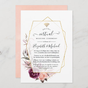 Invitation Mariage virtuel géométrique Plum et Flush