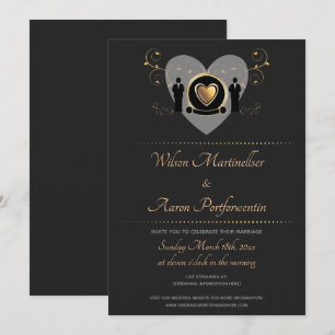 Invitation Mariage virtuel Gold Heart Homme