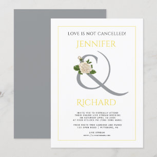 Invitation Mariage virtuel gris, orange et gris