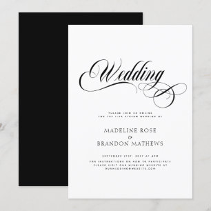 Invitation Mariage virtuel moderne noir et blanc
