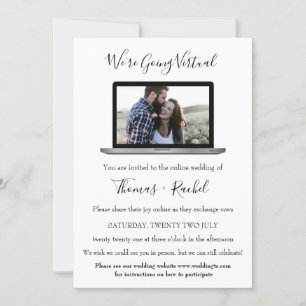 Invitation mariage virtuel ordinateur portable photo minimali