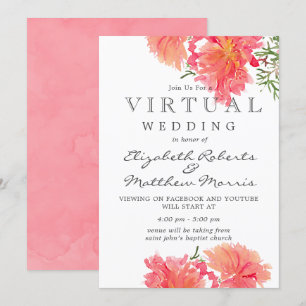 Invitation Mariage virtuel Pink and Coral Dahlias