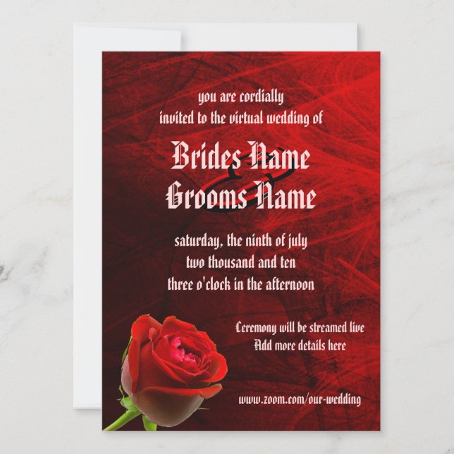 Invitation Mariage virtuel Rose gothique (Devant)