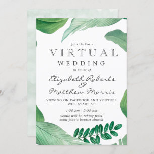Invitation Mariage virtuel Rustique Feuille Watercolor