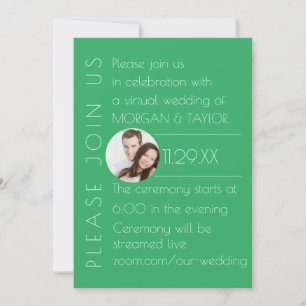 Invitation Mariage virtuel tonique vert moderne, photo
