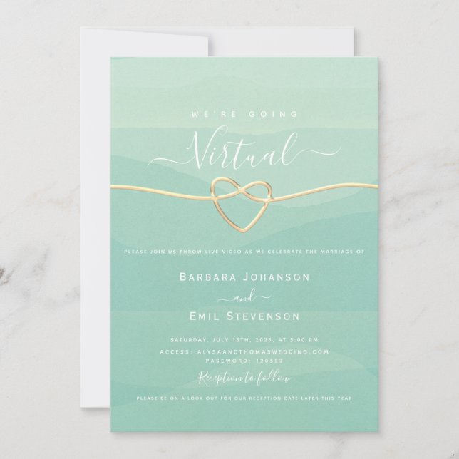 Invitation Mariage virtuel vert (Devant)