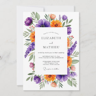 Invitation Mariage Vivace Prairie Prune Tangerine
