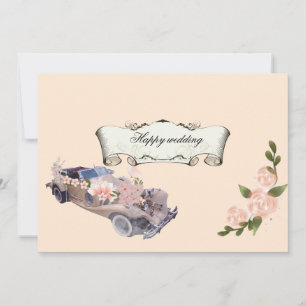 Invitation Mariage voiture Navy Floral Fête de mariage &Recet