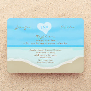 Invitation Mariage Vow Renewal Aquarelle Plage Bleu
