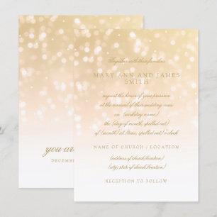 Invitation Mariage Vow Renewal Gold Bokeh Sparkle Lights