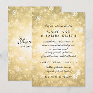 Invitation Mariage Vow Renewal Gold Winter Wonderland Sparkle