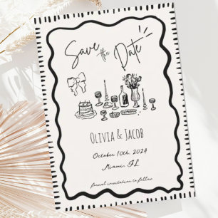 Invitation Mariage Wavy à la main de Whimsical tiré Bow