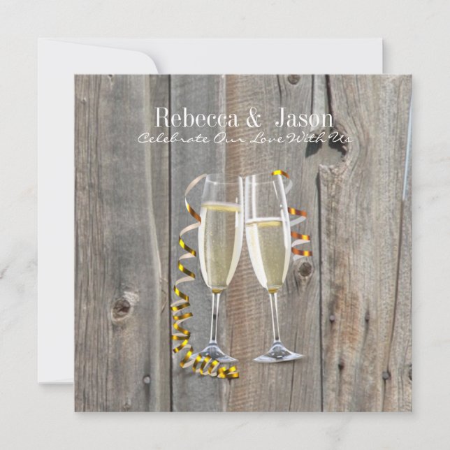 Invitation mariage western campagne bois de grange rustique c (Devant)