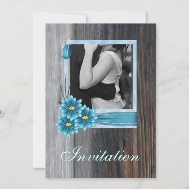 Invitation mariage western country rustique marguerite (Devant)