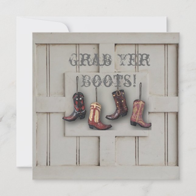 Invitation mariage western vintage country cowboy (Devant)