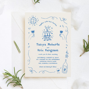 Invitation Mariage Whimsical Cocktail Champagne tiré à la mai